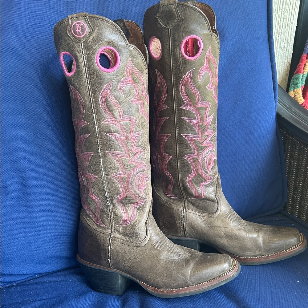 Tony Lama 3R Boots Size 8B Style RR2008L Brown/Pink